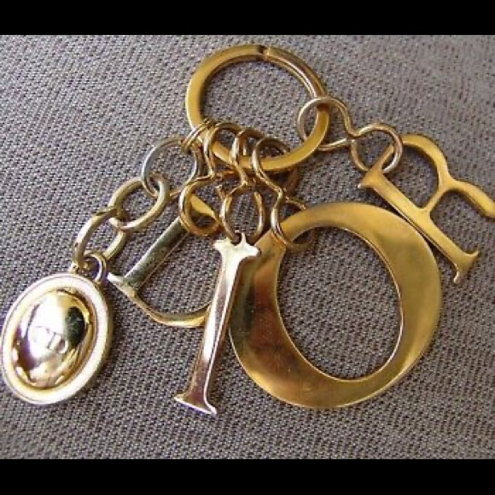 Christian Dior Authentic Gold Lady Dior Keyring